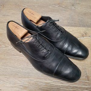 SALVATORE FERRAGAMO Black Leather Oxford Lace Up Mens SZ EU 8 US 9